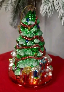 Vintage Thomas Pacconi glass Glitter Christmas Tree Ornament  6"H  X 4"W - Picture 1 of 16