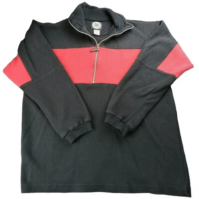 Suéter Pullover Vintage Marlboro 1/4 Cremallera Negro Rojo Talla Pequeña Años 90 Hecho en EE. UU. Foto 1 de 4
