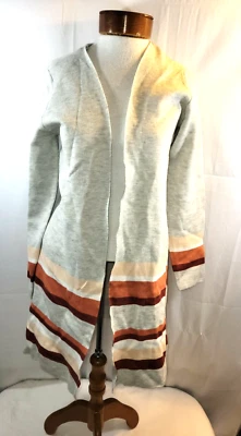 Maxi cárdigan abierto manga larga a rayas gris rojo naranja pequeño Apt 9 para mujer nuevo con etiquetas  Foto 1 de 4