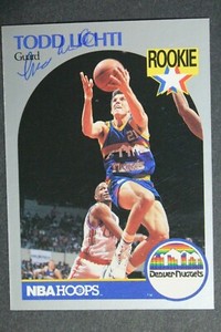 Todd Lichti Denver Nuggets Signed 1990 Hoops #98 Autographed Basketball Card