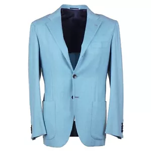 Kiton Soft-Constructed Sky Blue Knit Cashmere Sport Coat 38R (Eu 48) NWT - Picture 1 of 12