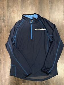 Hind Long Sleeve Men's Running Shirt Size Medium  24/7 365 Blue Zip Mock Neck