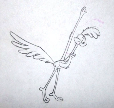 1973 ROAD RUNNER Warner Brothers ORIGINAL PRODUCTION cel DRAWING Plymouth car - Image 1 of 2