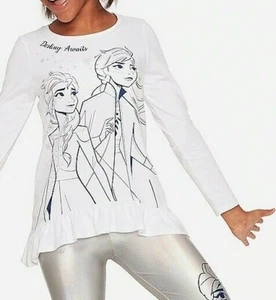 Justice Disney Frozen II Elsa & Anna White Shirt Top Girl's Size 10 Tee NEW - Picture 1 of 1