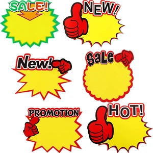 60 Starburst Sign Cards, 7 X 5.5 Inches Sale Paper Signs Price Burst Tags for Re - Picture 1 of 12
