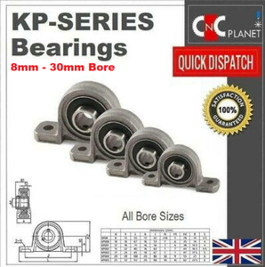 KP Pillow Block Bearing 8mm 10mm 12mm 16mm 20mm 25mm 30mm Bore Shaft Housing UK