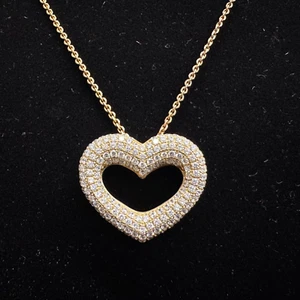DISEÑOS DE YAGI - COLLAR CORAZÓN CIRCONITA CIRCONITA CHAPADO EN PLATA ESTERLINA 14K YG - Imagen 1 de 9