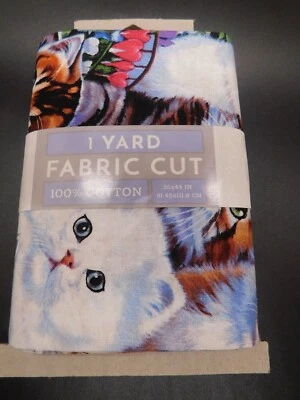 David Textiles 1 yard fabric cut 100%cotton Kittens 36 x 44 in  - Image 1 of 2