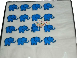 CONFETI SOPLANDO ELEFANTE AZUL 16 servilletas de papel NUEVO EN PAQUETE BEBIDA De colección SELLO DISTINTIVO - Imagen 1 de 2