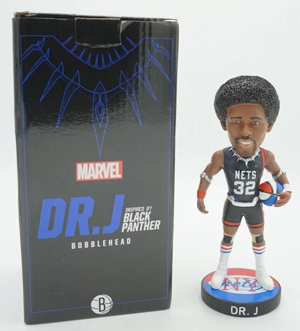 NBA Brooklyn Nets Marvel Dr. J #32 Black Panther Bobblehead Sports Figure! Cover