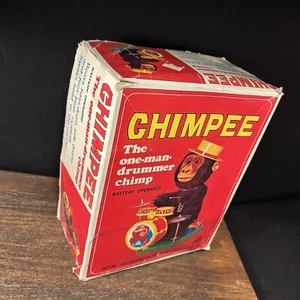 Vintage Toy Japan Chimpee One Man Drummer Chimp Alps Monkey in Box - Picture 1 of 23