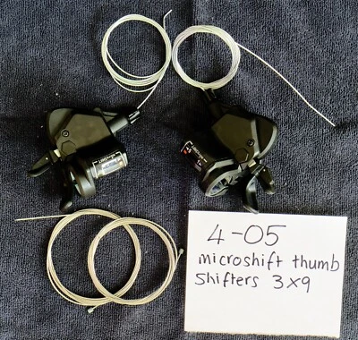microSHIFT  Thumb Tap Shifter Set 9-Speed, Triple, Optical Gear Indicator - Image 1 of 2