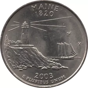 USA 1/4 Dollar Washington Quarter Maine 2003 P AU in a capsule - Picture 1 of 1