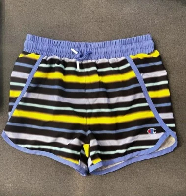 Champion New Girls Size 7/8 Striped Active Stretch Comfort Shorts Attached Brief - Image 1 of 4