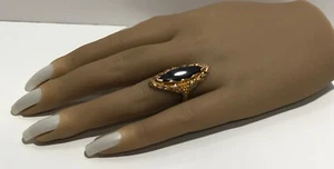 10K BLACK HILLS GOLD ONYX BIG DIAMOND-SHAPED STATEMENT RING*SZ 7.25 - Picture 1 of 13