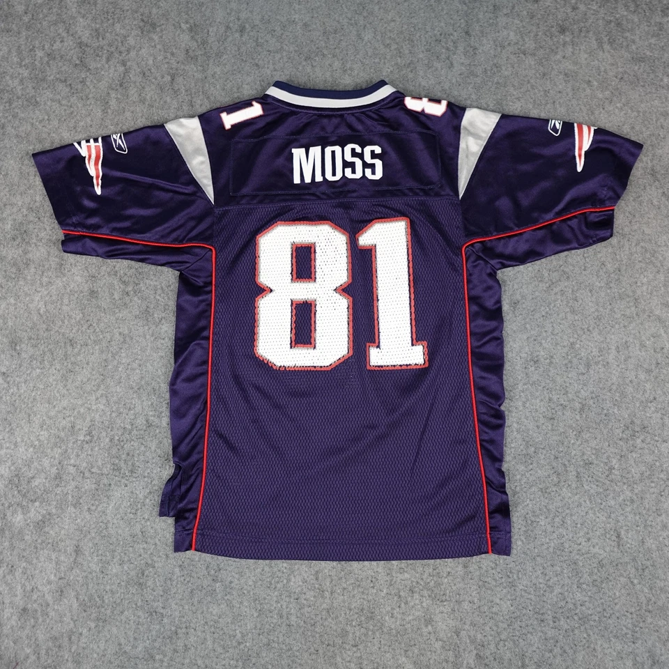 Vintage New England Patriots Jersey Youth Large Randy Moss NFL Football Reebok - Image 1 of 4