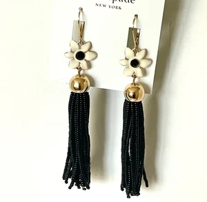 Kate Spade schöne Lilien Perlen Quaste Ohrringe Floral Emaille Hebelverschluss - Bild 1 von 8
