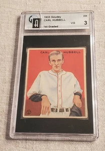 1933 Goudy Carl Hubbell GAI 3 1st Graded: New York Giants - kleiner Riss im Etui. - Bild 1 von 2