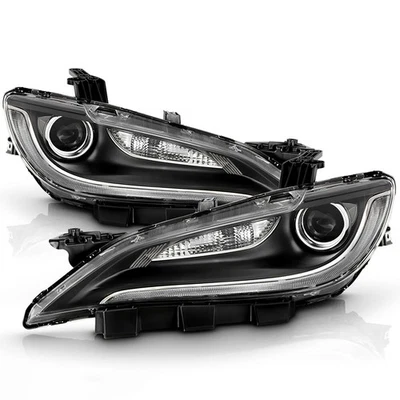 For 2015-2017 Chrysler 200 Halogen Headlight w/LED DRL w/Black Trim 8 pins Pair - Image 1 of 4