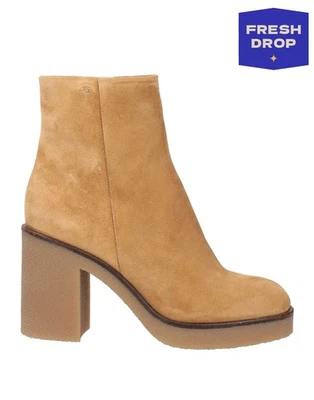 PVP €750 SANTONI Gamuza Cuero Botines US6 UK3 EU36 Tacón Bloque Hecho en Italia Foto 1 de 4