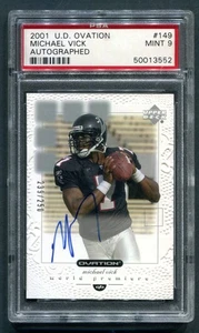 2001 UD Ovation Michael Vick RC AUTO 239/250 PSA 9 MINT - Picture 1 of 2