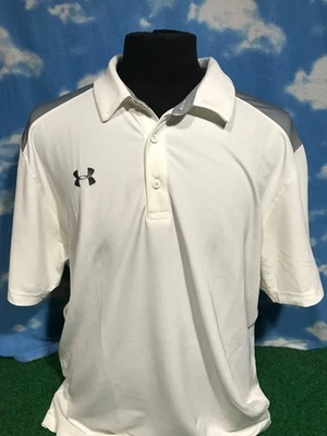 Camisa Polo Under Armour Blanca Armadura 2XL XXL Botones HeatGear c11 Foto 1 de 4