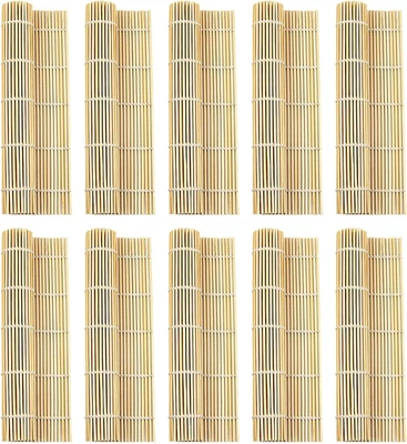 10 PCS 9.5" X 9.5" Natural Bamboo Sushi Rolling Mat - Image 1 of 4