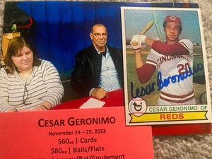 CESAR GERONIMO 1979 TOPPS#220 OUR SHOW SIGNED AUTO CINCINNATI REDS ASTROS ROYALS - Picture 1 of 1