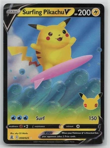 Pokemon Card Surfing Pikachu V Ultra Rare Celebrations 008/025 NM - Picture 1 of 2