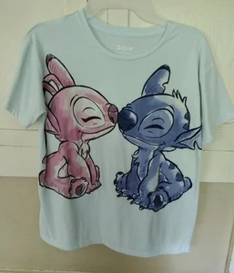 Disney Stitch & Angel Girls Size XL 14/16 Light Blue Shirt - Picture 1 of 4