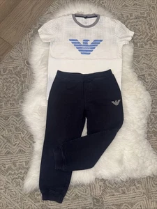 Armani Junior Boys Blue & White Cotton Set size 6 trouser and shirt - Picture 1 of 6
