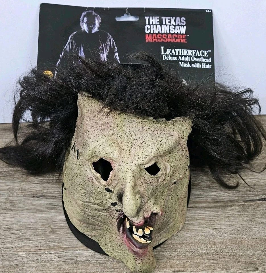 Máscara de vinilo con cabello The Texas Chainsaw Massacre Leatherface Dlx para adultos nueva con etiquetas Foto 1 de 4