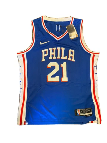 Joel Embiid Philadelphia 76ers 75th Anniversary Swingman Jersey Blue Large Cover