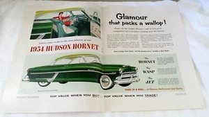 1954 Hudson Hornet "Glamour" Original Farbe Centerfold Anzeige  - Bild 1 von 1