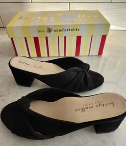 Bettye Muller Concept Damen-Slipper schwarzes Lederoberteil Knoten Größe 7M mit Box floyd - Bild 1 von 10
