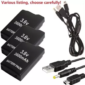 Battery +Cable For Sony PSP-110,PSP-1000,PSP-1001,PSP-1006,PSP-1000K,PSP-1000G1W - Picture 1 of 35