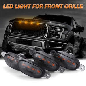 4X Amber Raptor Style LED Front Grille Grill Running Lights Smoke For Ford F-150 - Picture 1 of 9