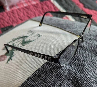 Anne Klein Eyeglasses FRAMES Silver Black Tiger Print 52-16-135 - Image 1 of 4