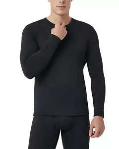 Mens Base Layer - Crewneck Fleece Lined Long Sleeve Thermal Shirt Underwear Top - Picture 1 of 6