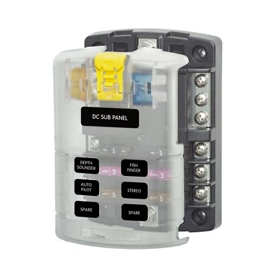 Blue Sea Systems 5025 6-Circuit ST Blade Fuse Block with Ground & Cover 100A - Image 1 of 4