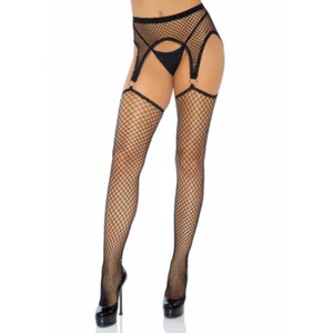 Collant donna a rete nero con reggicalze calze in nylon ragazza cavallo aperto - Imagen 1 de 6