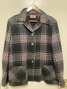 Vintage Pendleton 1940’s Virgin Wool Gray Check Tartan Plaid Swing Jacket Sz M L - Picture 1 of 10