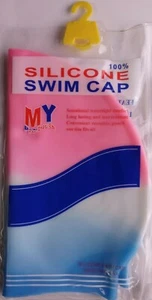 Women's Flexible Silicone Swimming Cap Or Hat One Size fit all Color Pink/Blue - Picture 1 of 4