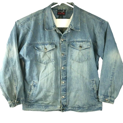Chaqueta vaquera Jordan Craig para hombre talla 2XL cosida en cadena en zigzags denim desgastado Foto 1 de 4