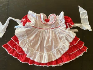 VTG Red Mini World Lace Ruffles Full Circle Pinafore Dress Infant Sz 18 Months - Picture 1 of 6