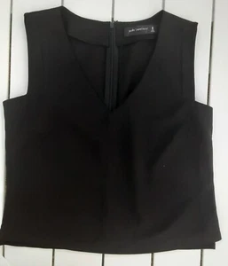 Peter Morrissey Top Black Size 8 Sleeveless Fitted V Neck Zip Back Business - Picture 1 of 6