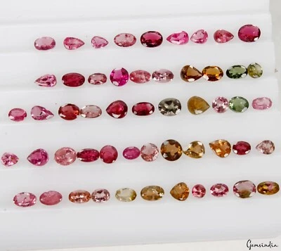 53 Pcs Natural Multi Color Tourmaline 3-5mm Mix Cut Certified Gemstones ~14 Cts - Image 1 of 4