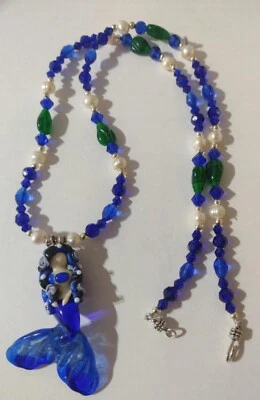 Collar con cuentas de perlas de sirena de vidrio murano artesanal hecho a mano 4 Foto 1 de 4