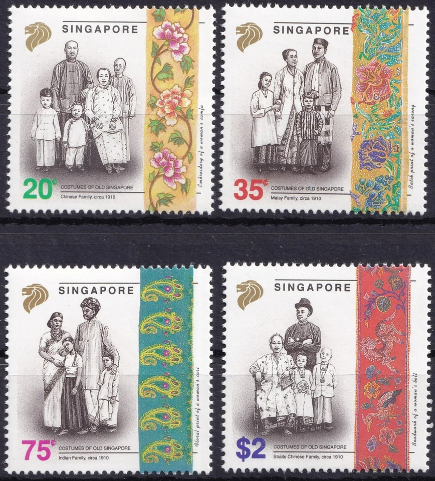 Singapore 1992 costumes of 1910 very nice full set MNH - Image 1 of 1