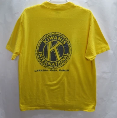 Camiseta de bolso vintage anos 70 anos 80 KIWANIS Lahaina Maui Havaí tamanho G Stedman Hi Cru rara - Imagem 1 de 4